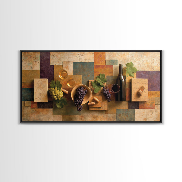 Corks Arranged as Geometric Pattern Framed Canvas Print, Winery Art, Print, Winery Decor, Abstract Art, Vineyard, WIN-2x1-86