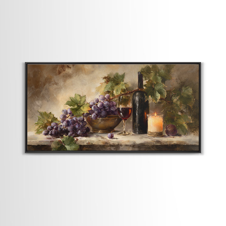 Grapevine Branch with Purple Grapes and Leaves Canvas Print, Winery Art, Wall Art Print, Winery Decor, Watercolor Art, Vineyard, WIN-2x1-93