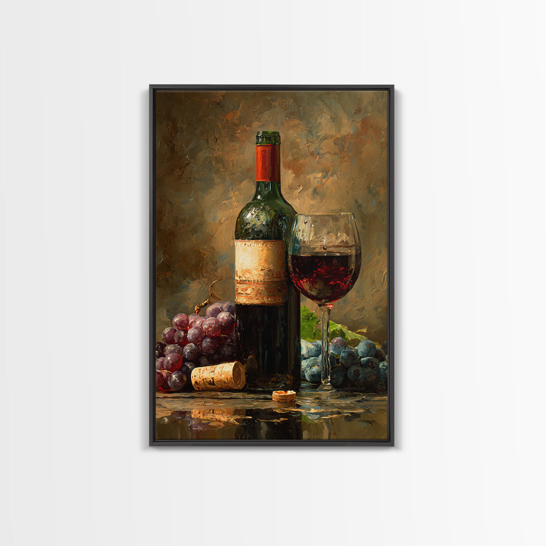 Italian Villa Vineyard Landscape Framed Canvas Print, Winery Art, Preppy Wall Art, Winery Decor, Oil Painting, Vineyard, WIN-2x3-28