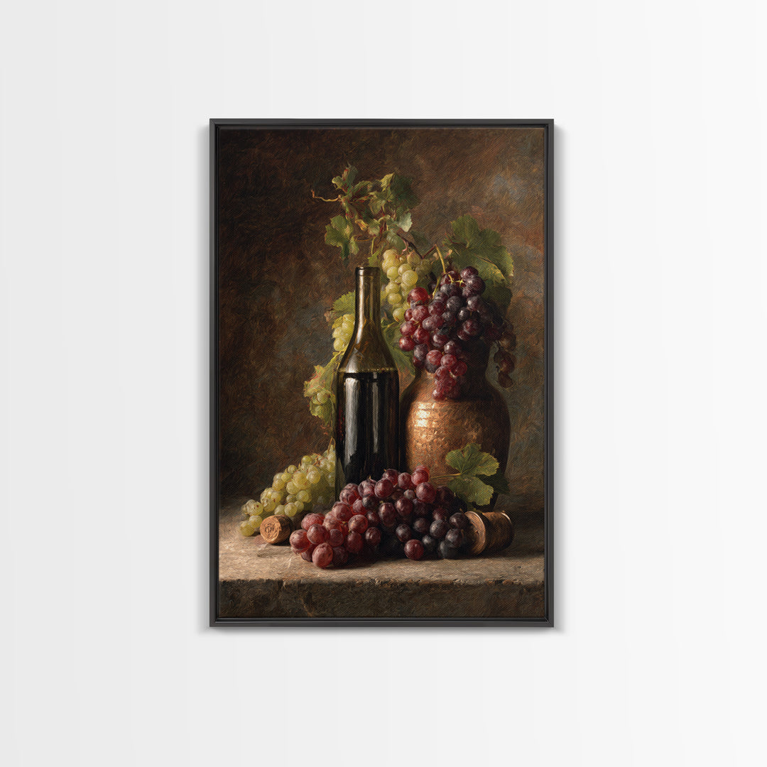 Single Grape Cluster Botanical Study Canvas Print, Winery Art, Oil Painting, Winery Decor, Watercolor Art, Vineyard, WIN-2x3-29