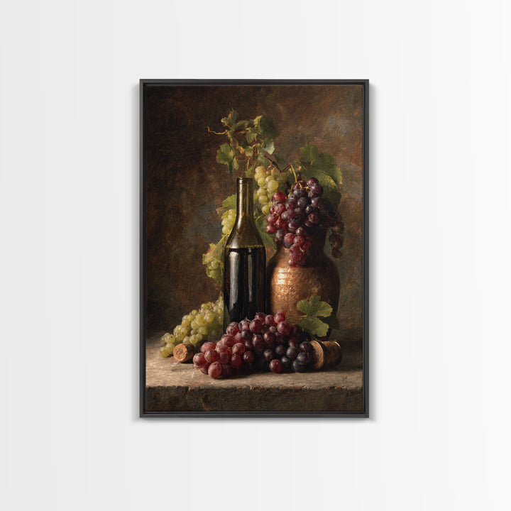 Single Grape Cluster Botanical Study Canvas Print, Winery Art, Oil Painting, Winery Decor, Watercolor Art, Vineyard, WIN-2x3-29