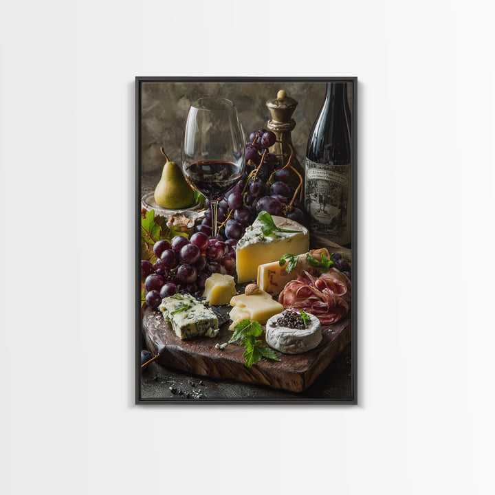 Charcuterie Board with Grapes and Cheese Canvas Print, Winery Art, Kitchen Wall Art, Winery Decor, Fine Art, Vineyard, WIN-2x3-45