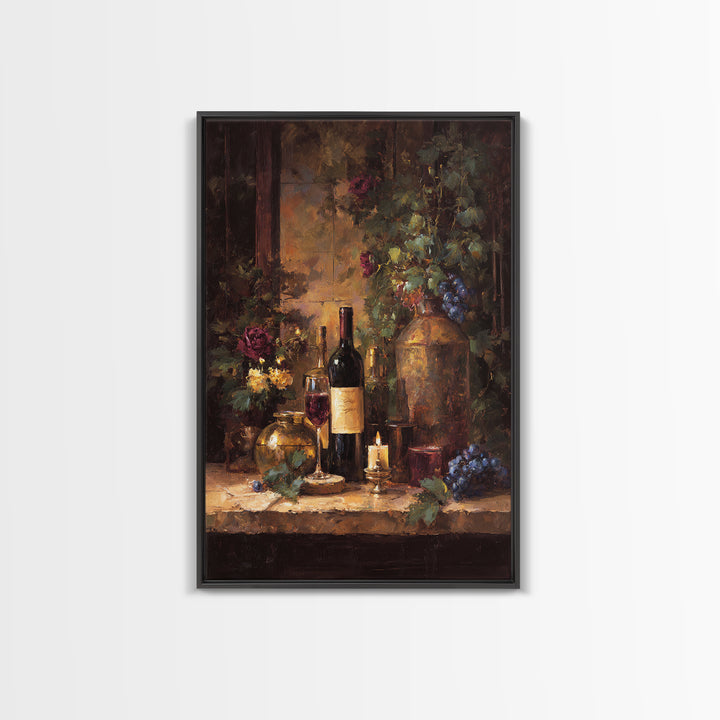 Vineyard Gate with Climbing Roses Framed Canvas Print, Winery Art, Kitchen Decor, Winery Decor, Abstract Art, Vineyard, WIN-2x3-47