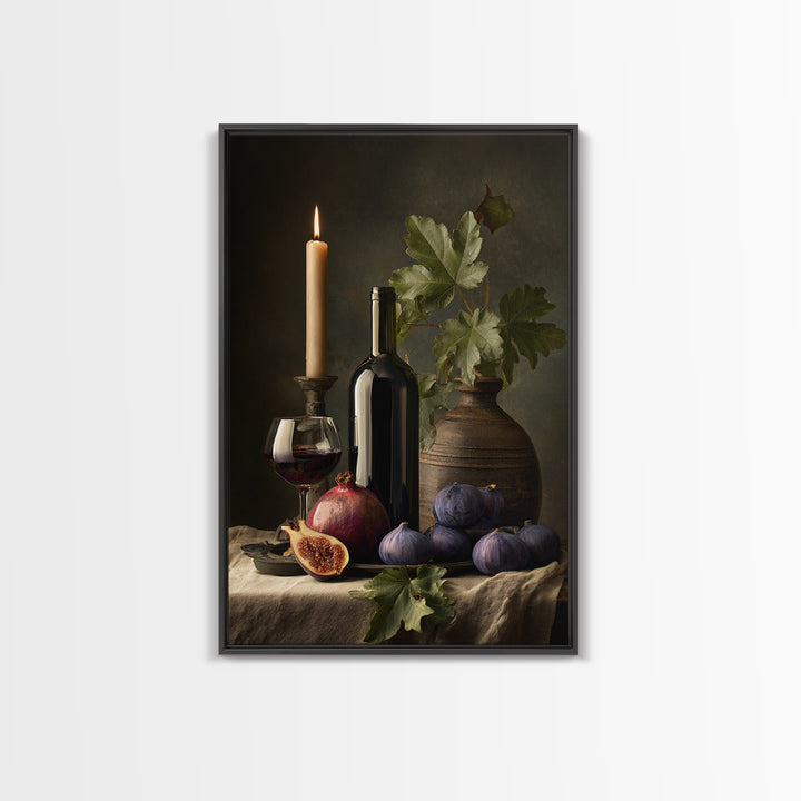 Pomegranate Figs and Red Wine Composition Canvas Print, Winery Art, Framed Art, Winery Decor, Fine Art, Vineyard, Landscape Art, WIN-2x3-49