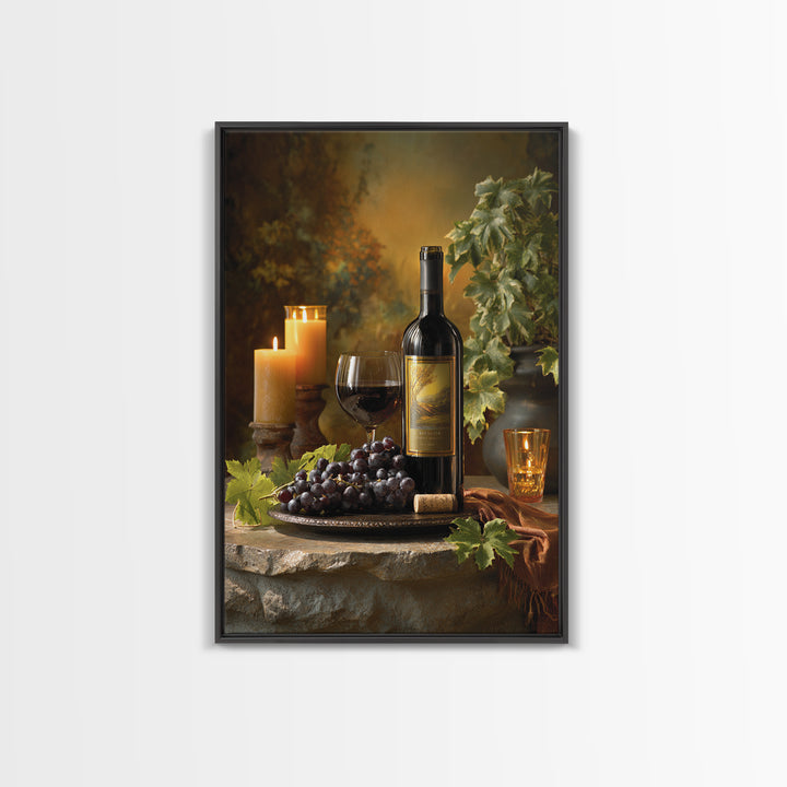 Italian Villa Vineyard Landscape Framed Canvas Print, Winery Art, Art, Winery Decor, Fine Art, Vineyard, Farmhouse Decor, WIN-2x3-52