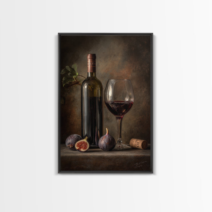Wine Bottle and Glass Still Life Canvas Print, Winery Art, Artwork, Winery Decor, Vineyard, Bar Decor, Gallery Wall Art, WIN-2x3-82
