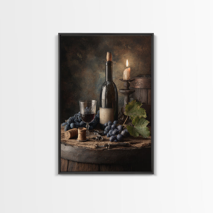 Corkscrew and Corks on Rustic Wood Framed Canvas Print, Winery Art, Modern Decor, Winery Decor, Fine Art, Vineyard, Wall Decor, WIN-2x3-84