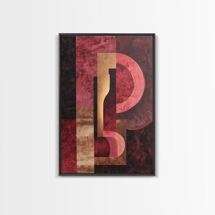 Red Wine Swirl Abstract Framed Canvas Print, Winery Art, Bar Art, Winery Decor, Fine Art, Vineyard, Textured Painting, WIN-2x3-87