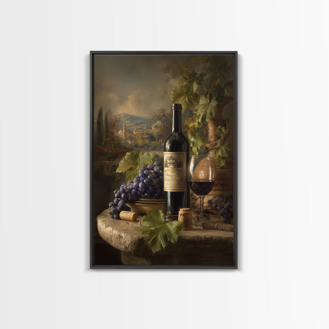 French Vineyard Hills Framed Canvas Print, Winery Art, Living Room Decor, Winery Decor, Fine Art, Vineyard, Travel Poster, WIN-2x3-88