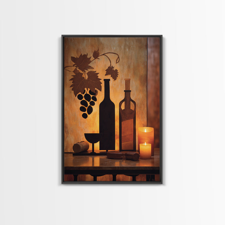 Black and Gold Wine Bottle Silhouette Canvas Print, Winery Art, Wall Art Print, Winery Decor, Fine Art, Vineyard, Gallery Decor, WIN-2x3-96