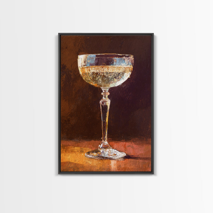 Champagne Coupe with Bubbles and Light Canvas Print, Winery Art, Gallery Wall Art, Winery Decor, Vineyard, Luxury Decor, WIN-2x3-99