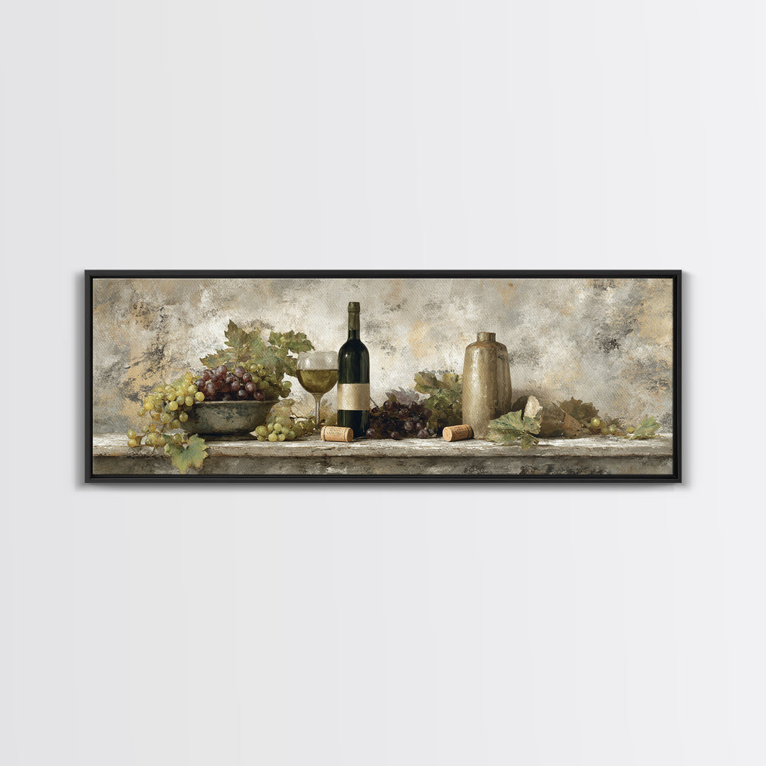 French Vineyard Hills Canvas Print, Winery Art, Textured Painting, Winery Decor, Fine Art, Vineyard, Oil Painting, Wall Hanging, WIN-3x1-48