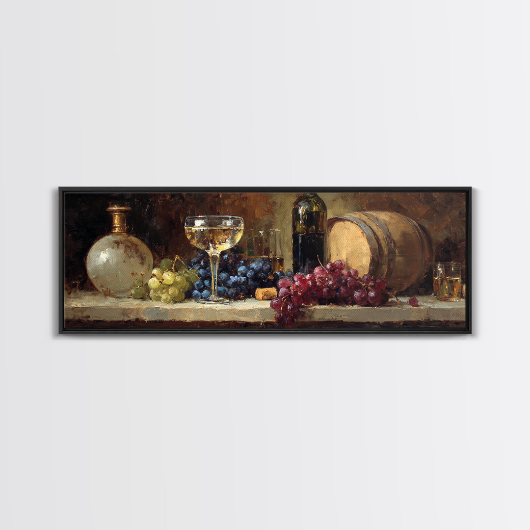 Champagne Coupe with Bubbles and Light Framed Canvas Print, Winery Art, Painting, Winery Decor, Vineyard, Living Room Decor, WIN-3x1-59