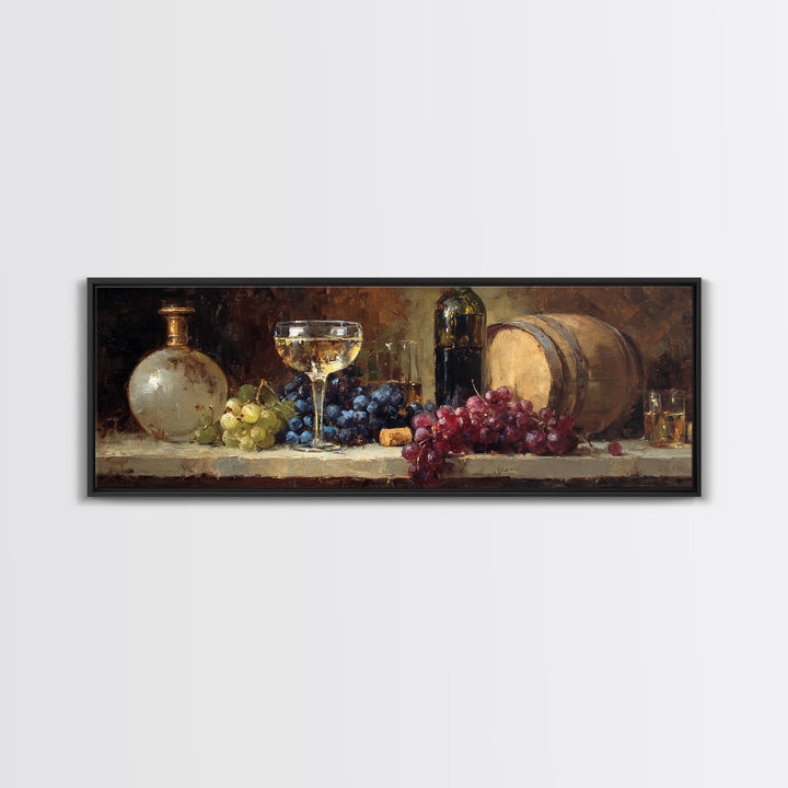 Champagne Coupe with Bubbles and Light Framed Canvas Print, Winery Art, Painting, Winery Decor, Vineyard, Living Room Decor, WIN-3x1-59
