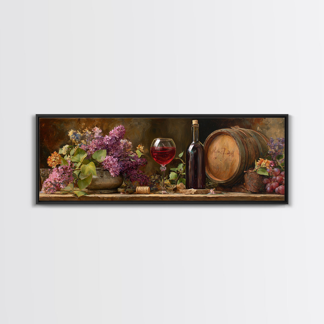 Ros Glass Beside Summer Flowers Canvas Print, Winery Art, Matisse Print, Winery Decor, Fine Art, Vineyard, Luxury Decor, WIN-3x1-6