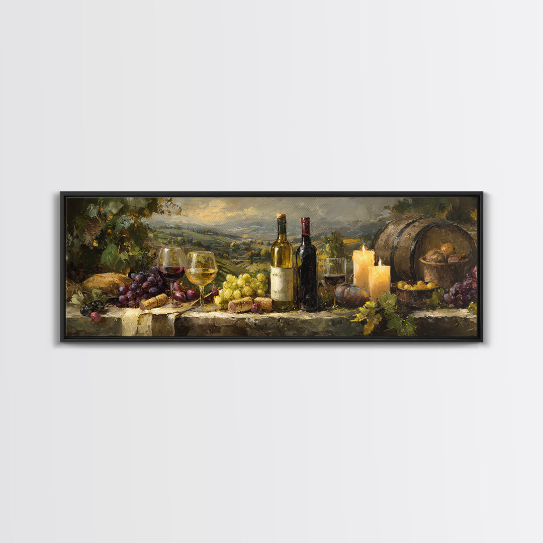 French Vineyard Hills Canvas Print, Winery Art, Textured Painting, Winery Decor, Fine Art, Vineyard, Oil Painting, Wall Hanging, WIN-3x1-96