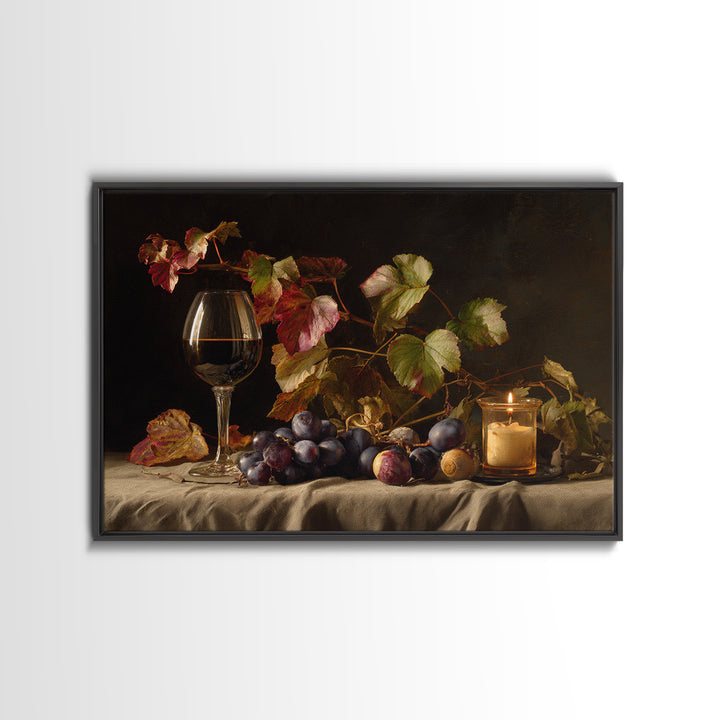 Vine Leaves Turning Autumn Red and Gold Framed Canvas Print, Winery Art, Watercolor Painting, Winery Decor, Fine Art, Vineyard, WIN-3x2-15