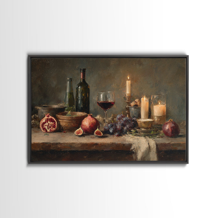 Pomegranate Figs and Red Wine Composition Canvas Print, Winery Art, Matisse Print, Winery Decor, Vineyard, Luxury Decor, WIN-3x2-21
