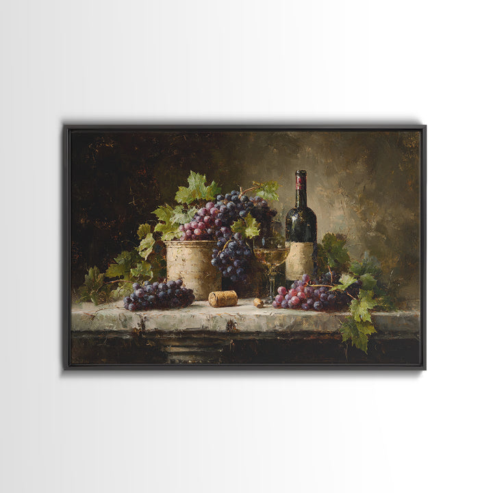 Single Grape Cluster Botanical Study Framed Canvas Print, Winery Art, Landscape Art, Winery Decor, Fine Art, Vineyard, WIN-3x2-25