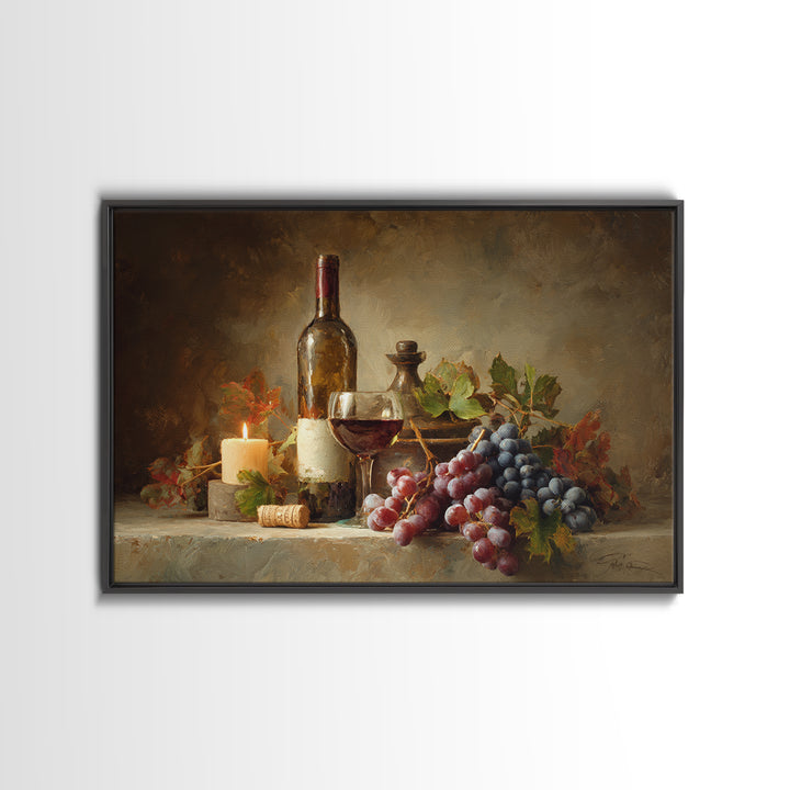 Olive Branch and Wine Glass Mediterranean Still Canvas Print, Winery Art, Landscape Art, Winery Decor, Fine Art, Vineyard, WIN-3x2-52