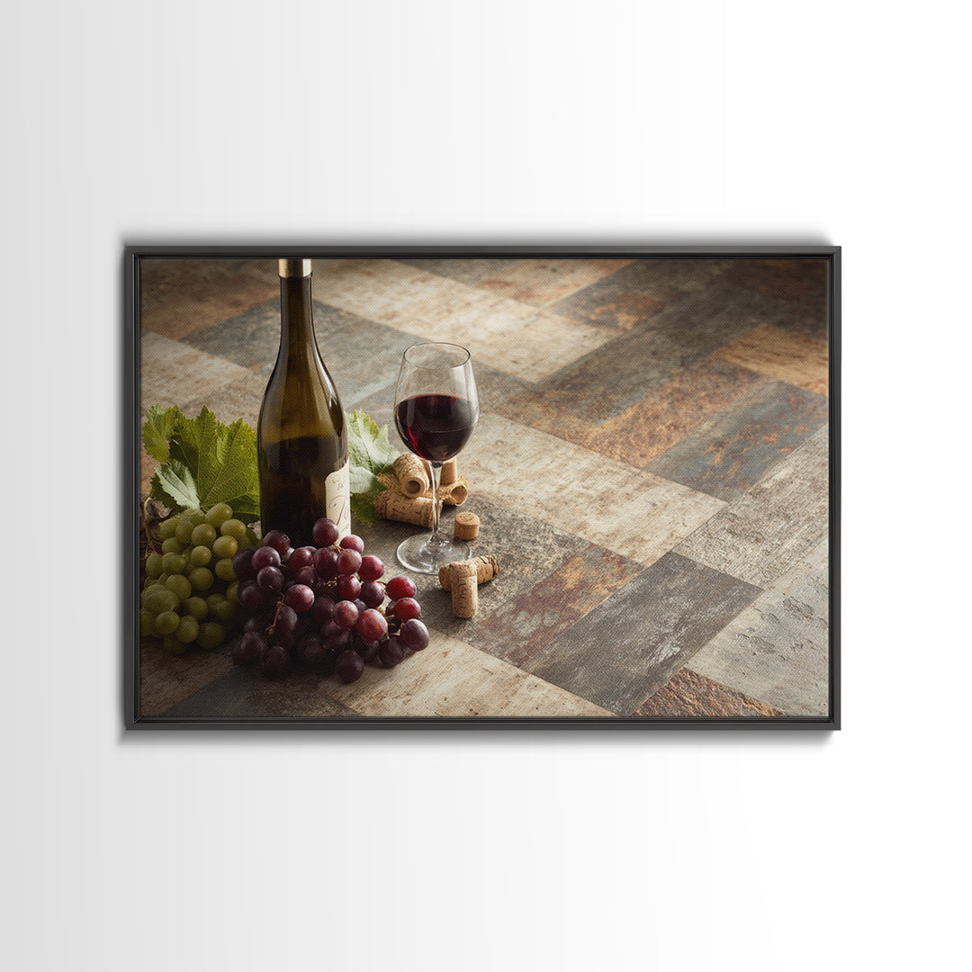 Corks Arranged as Geometric Pattern Framed Canvas Print, Winery Art, Retro Wall Art, Winery Decor, Abstract Art, Vineyard, WIN-3x2-70
