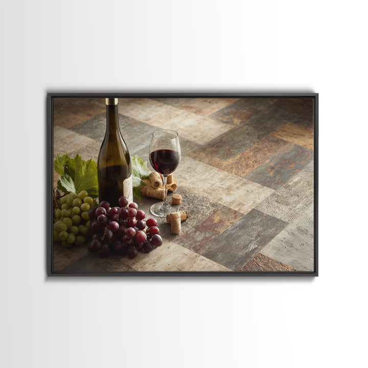 Corks Arranged as Geometric Pattern Framed Canvas Print, Winery Art, Retro Wall Art, Winery Decor, Abstract Art, Vineyard, WIN-3x2-70