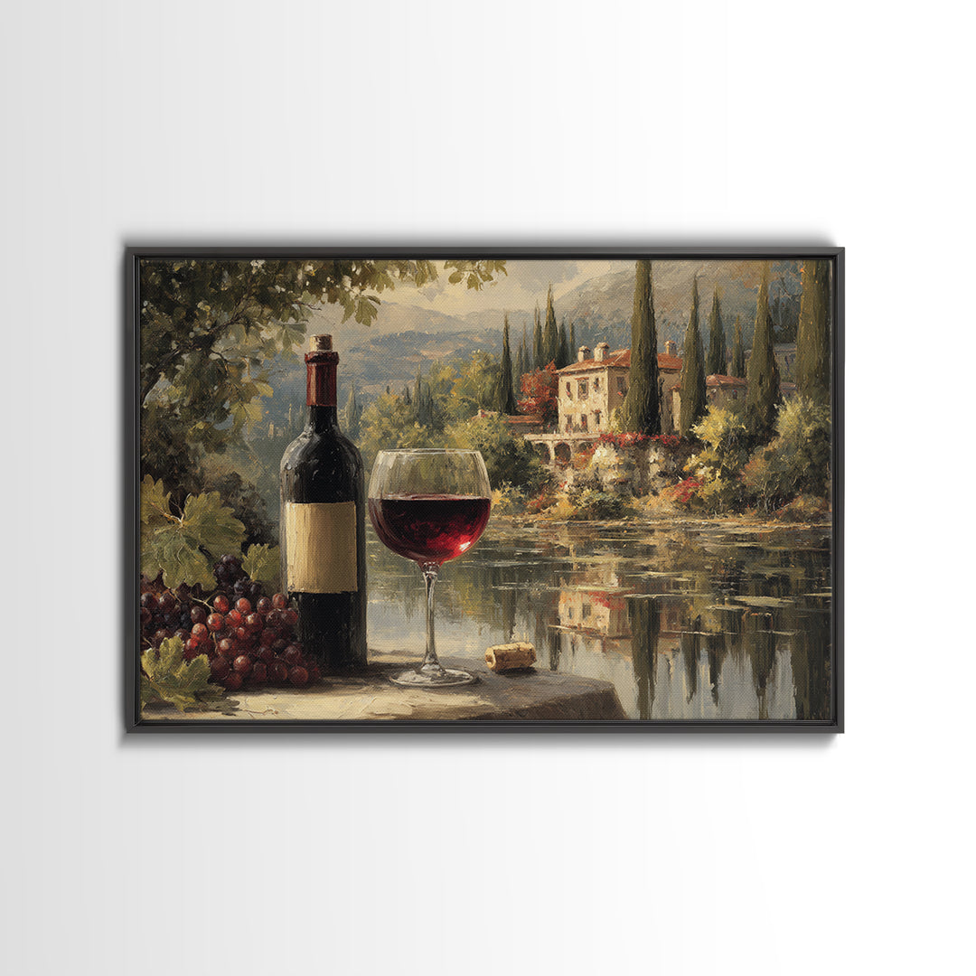 Italian Villa Vineyard Landscape Canvas Print, Winery Art, Contemporary Art, Winery Decor, Fine Art, Vineyard, Kitchen Decor, WIN-3x2-72