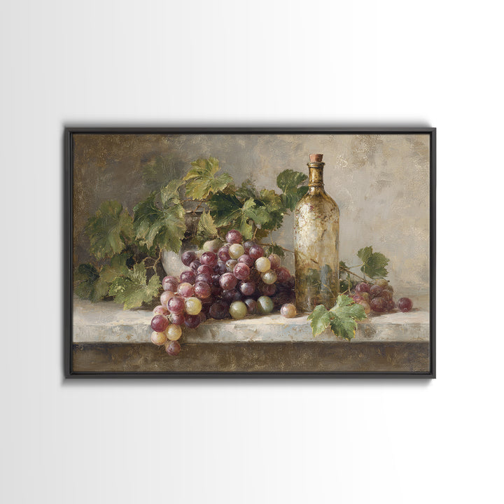 Single Grape Cluster Botanical Study Canvas Print, Winery Art, Neutral Decor, Winery Decor, Oil Painting, Vineyard, Home Decor, WIN-3x2-73
