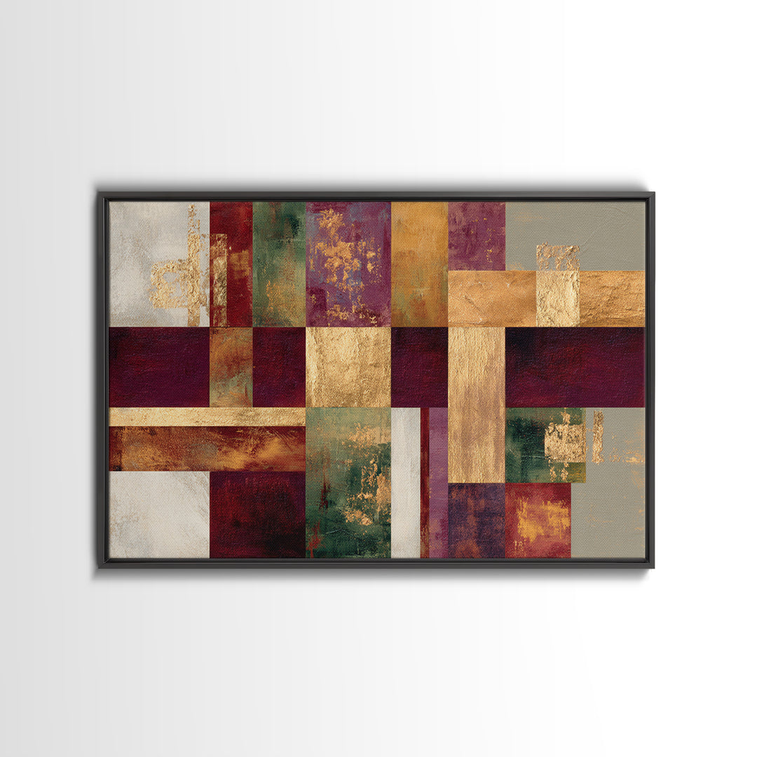 Burgundy Abstract with Gold Accents Framed Canvas Print, Winery Art, Artwork, Winery Decor, Abstract Art, Vineyard, Bar Decor, WIN-3x2-99