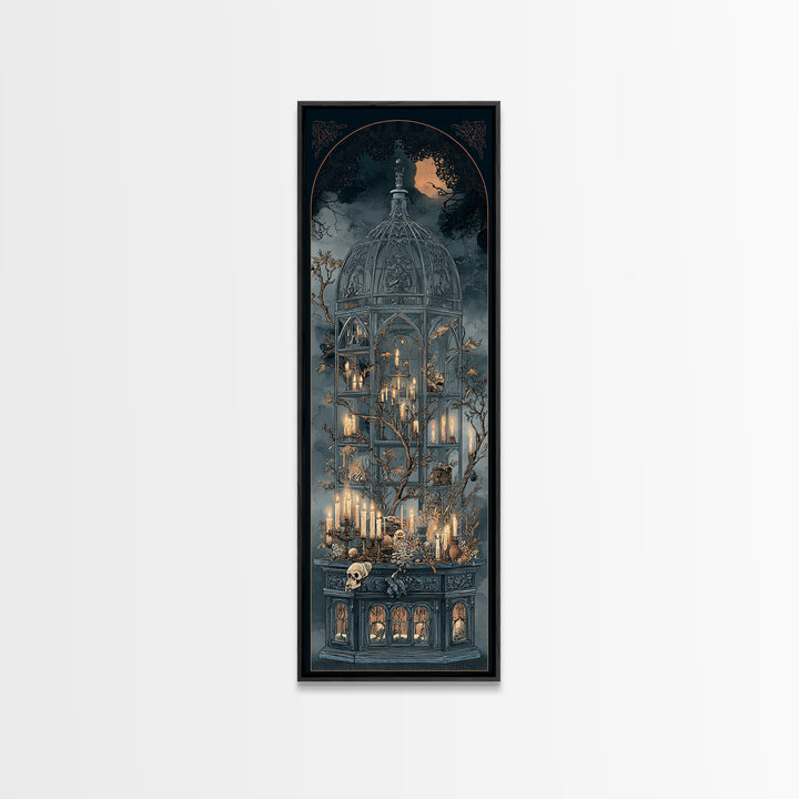 The Black Lace Haunted Conservatory - Occult Still Life, Dark Fantasy Wall Art, Tall Narrow Wall Art, Canvas Print, Halloween Home Decor
