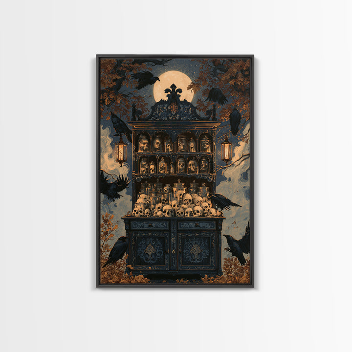 The Candlelit Skull Apothecary - Icon Portrait, Occult Wall Decor, Vertical Wall Art, Canvas Print, Halloween Home Decor, Gothic Wall Art