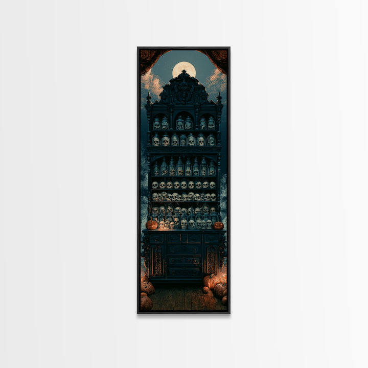 The Candlelit Skull Apothecary - Icon Portrait, Occult Wall Decor, Tall Narrow Wall Art, Canvas Print, Halloween Home Decor, Gothic Wall Art
