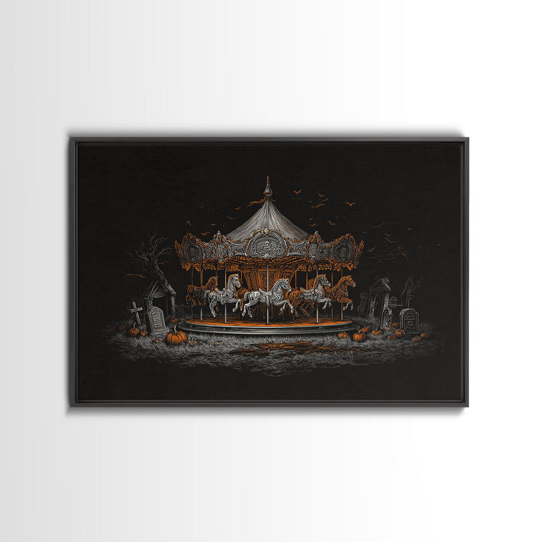 The Graveyard Carousel - Icon Portrait, Gothic Home Decor, Landscape Wall Art, Canvas Print, Halloween Home Decor, Gothic Wall Art