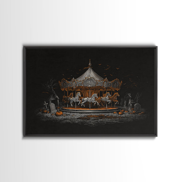 The Graveyard Carousel - Icon Portrait, Gothic Home Decor, Landscape Wall Art, Canvas Print, Halloween Home Decor, Gothic Wall Art