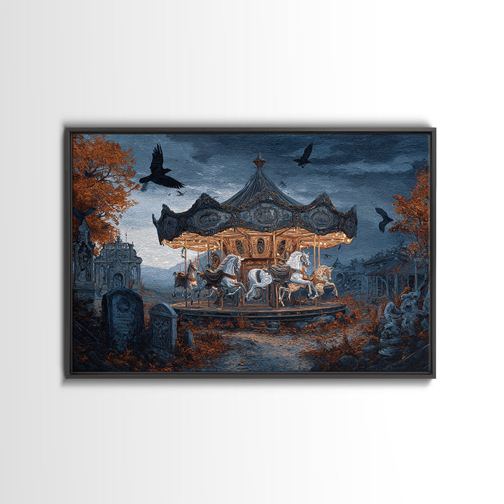 The Graveyard Carousel - Environmental Panorama, Gothic Home Decor, Landscape Wall Art, Canvas Print, Halloween Home Decor, Gothic Wall Art