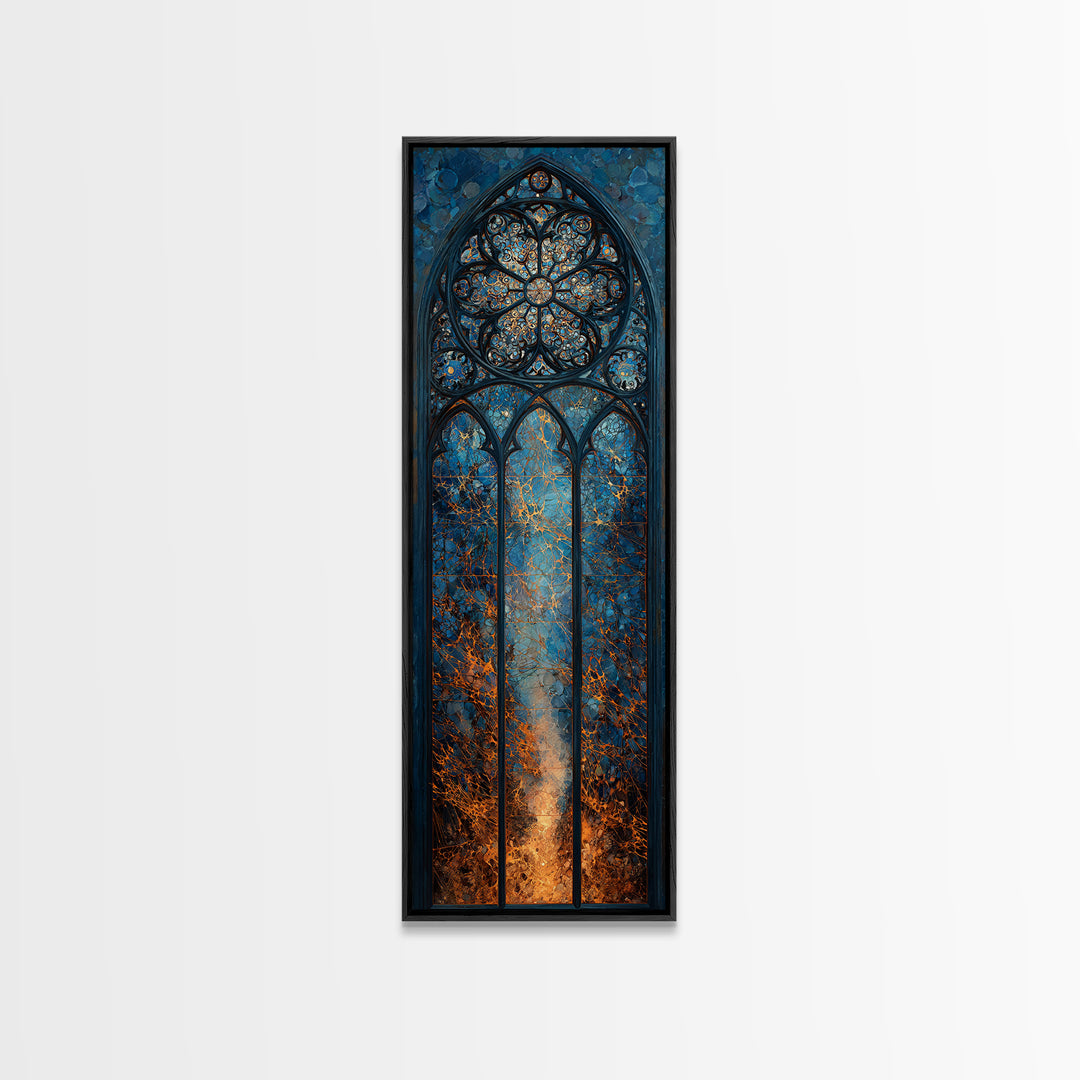 The Spiderweb Cathedral Window - Procession Scene, Dark Fantasy Wall Art, Tall Narrow Wall Art, Canvas Print, Halloween Home Decor