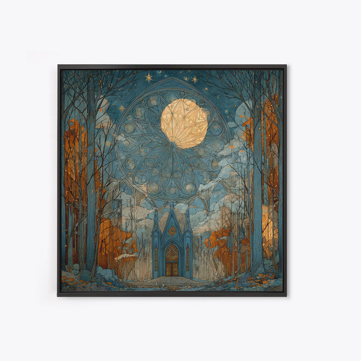 The Spiderweb Cathedral Window - Surreal Celestial Vision, Dark Fantasy Wall Art, Square Wall Art, Canvas Print, Halloween Home Decor