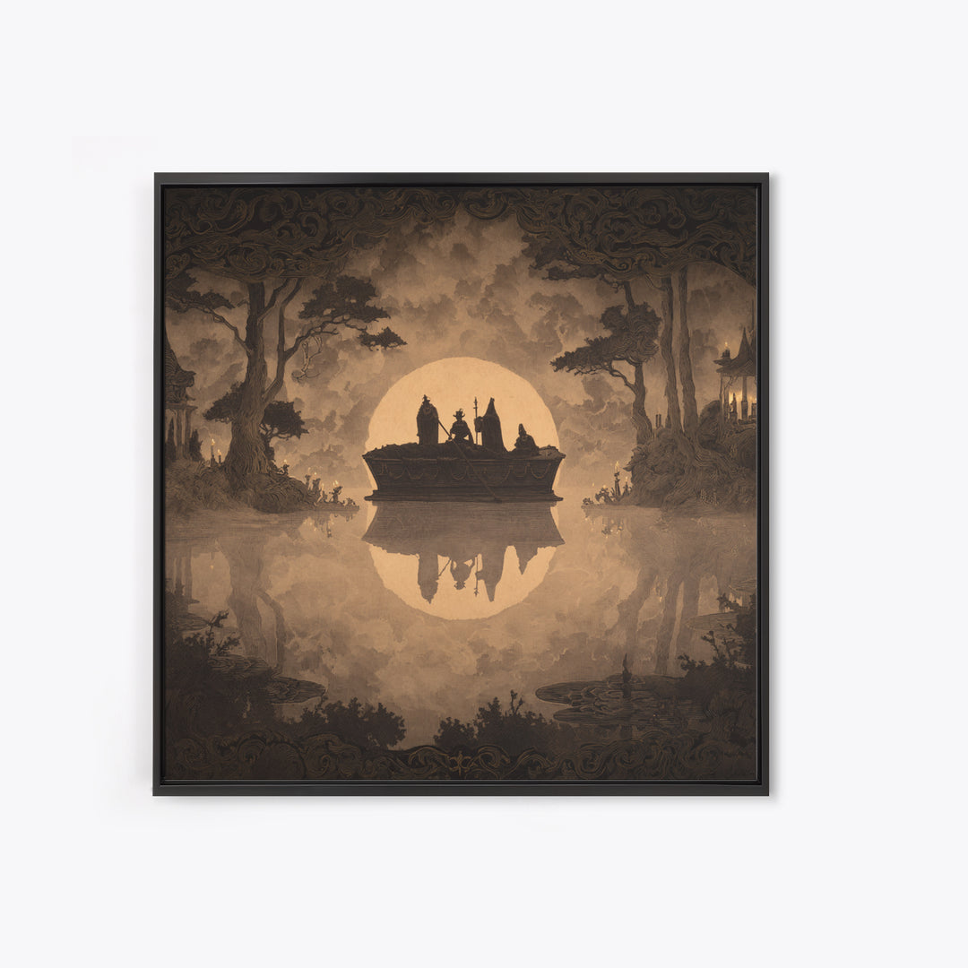 The Floating Coffin Garden - Icon Portrait, Gothic Home Decor, Square Wall Art, Canvas Print, Halloween Home Decor, Gothic Wall Art