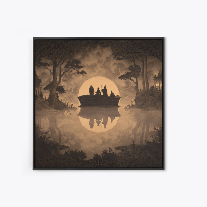 The Floating Coffin Garden - Icon Portrait, Gothic Home Decor, Square Wall Art, Canvas Print, Halloween Home Decor, Gothic Wall Art