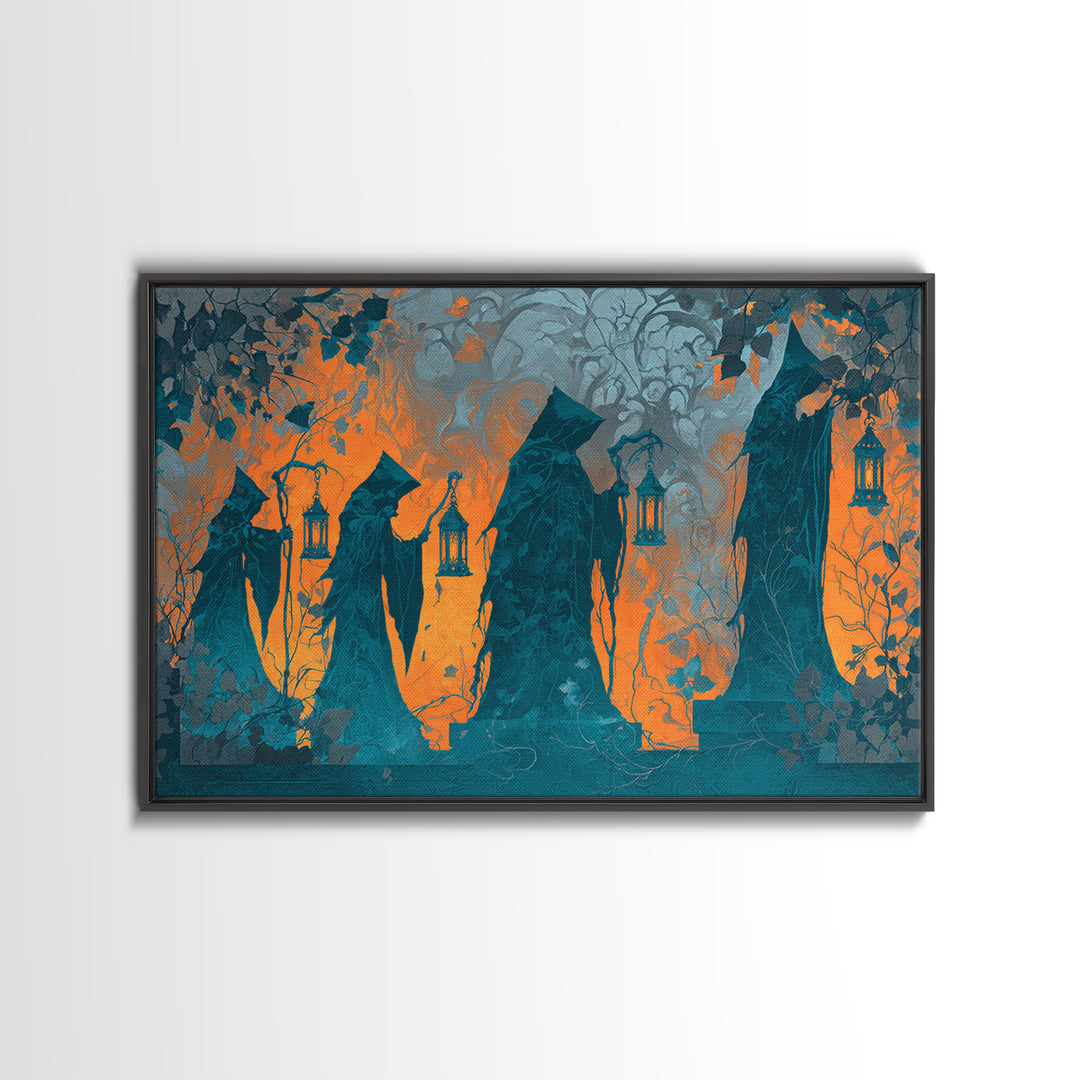 The Autumn Reaper Parade - Icon Portrait, Occult Wall Decor, Landscape Wall Art, Canvas Print, Halloween Home Decor, Gothic Wall Art