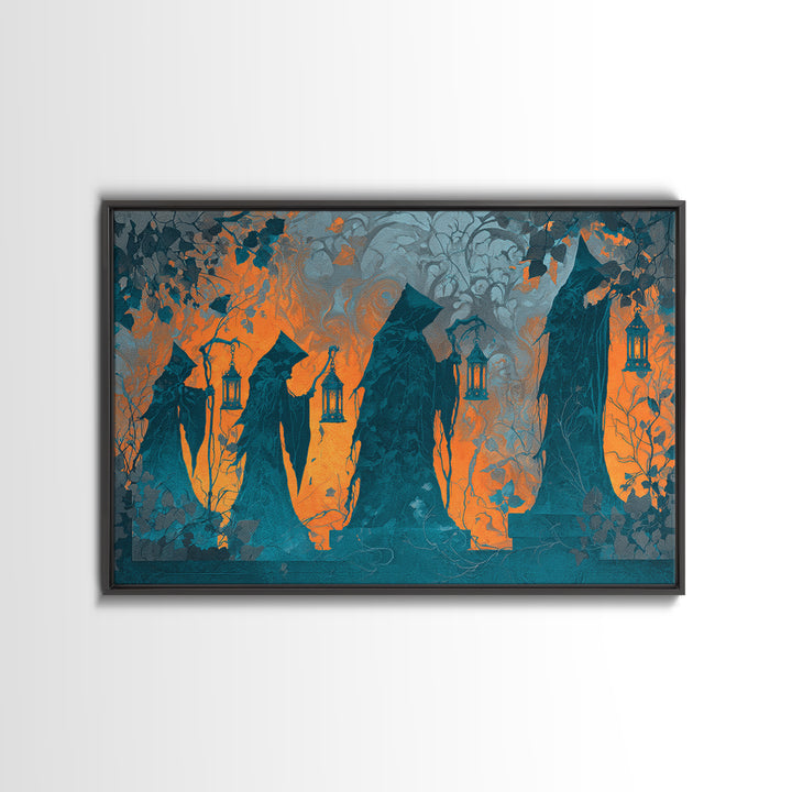 The Autumn Reaper Parade - Icon Portrait, Occult Wall Decor, Landscape Wall Art, Canvas Print, Halloween Home Decor, Gothic Wall Art