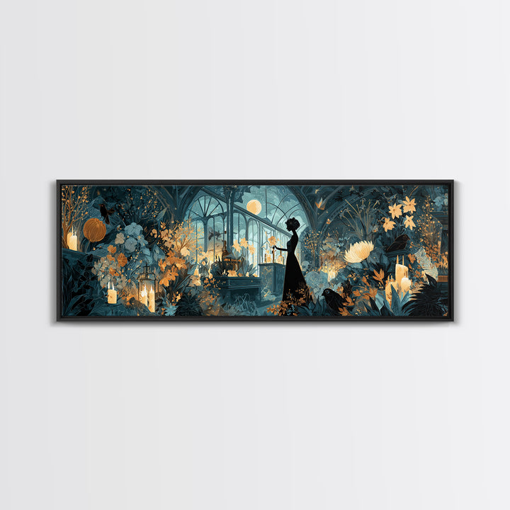 The Witch Queen Greenhouse - Icon Portrait, Gothic Home Decor, Extra Wide Wall Art, Canvas Print, Halloween Home Decor, Gothic Wall Art