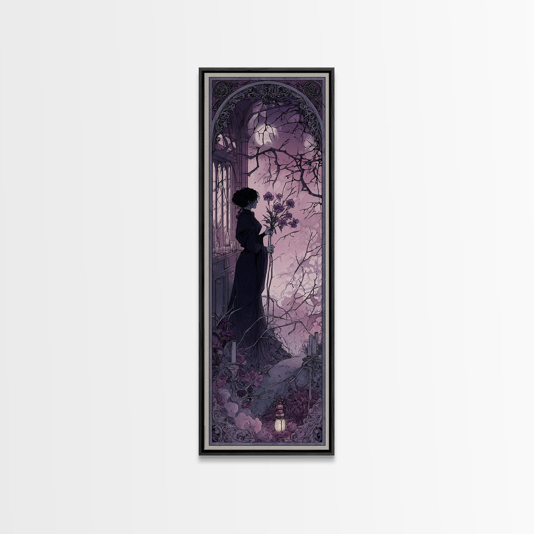 The Witch Queen Greenhouse - Icon Portrait, Dark Fantasy Wall Art, Tall Narrow Wall Art, Canvas Print, Halloween Home Decor, Gothic Wall Art
