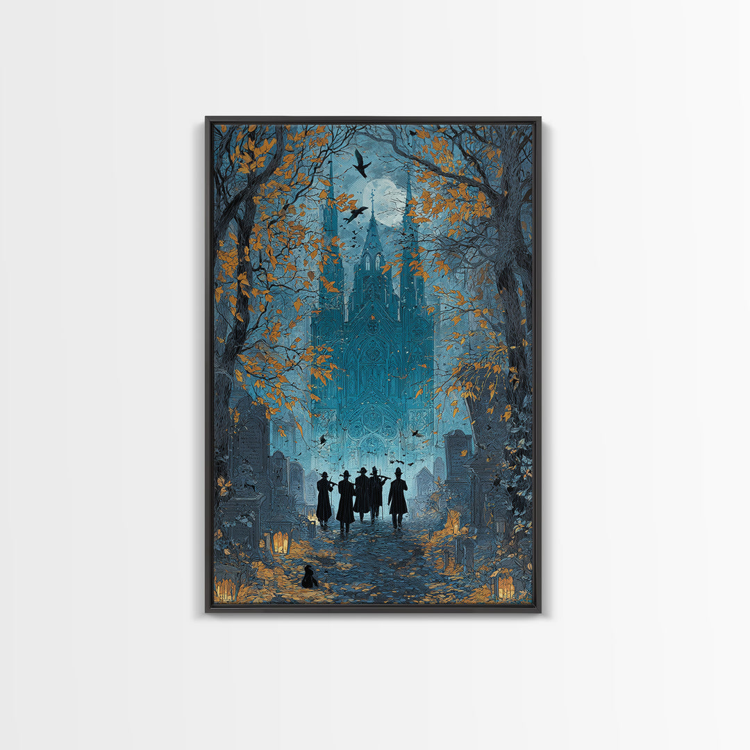 The Ghostly Violin Procession - Icon Portrait, Dark Fantasy Wall Art, Vertical Wall Art, Canvas Print, Halloween Home Decor, Gothic Wall Art