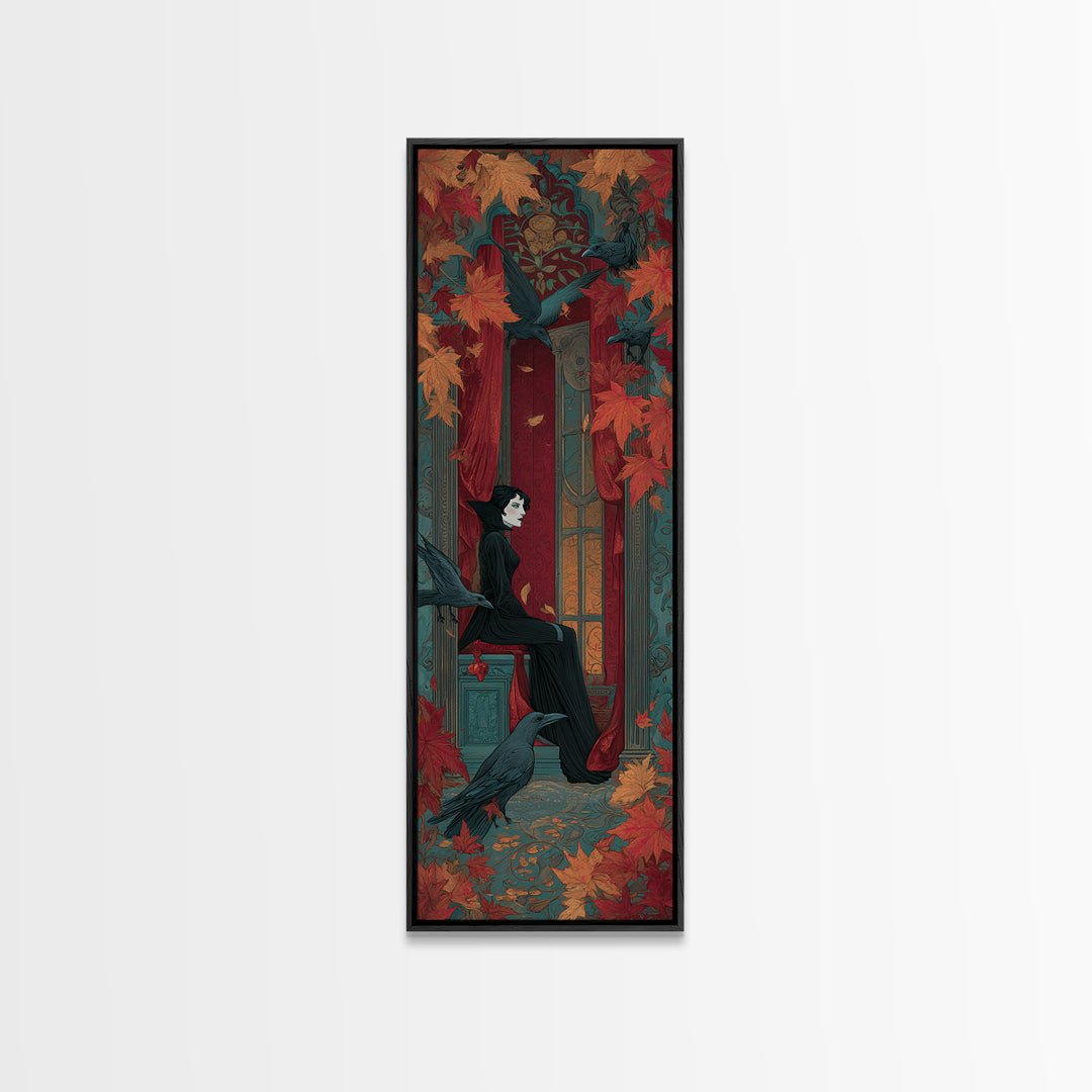 The Velvet Vampire Conservatory - Icon Portrait, Gothic Home Decor, Tall Narrow Wall Art, Canvas Print, Halloween Home Decor