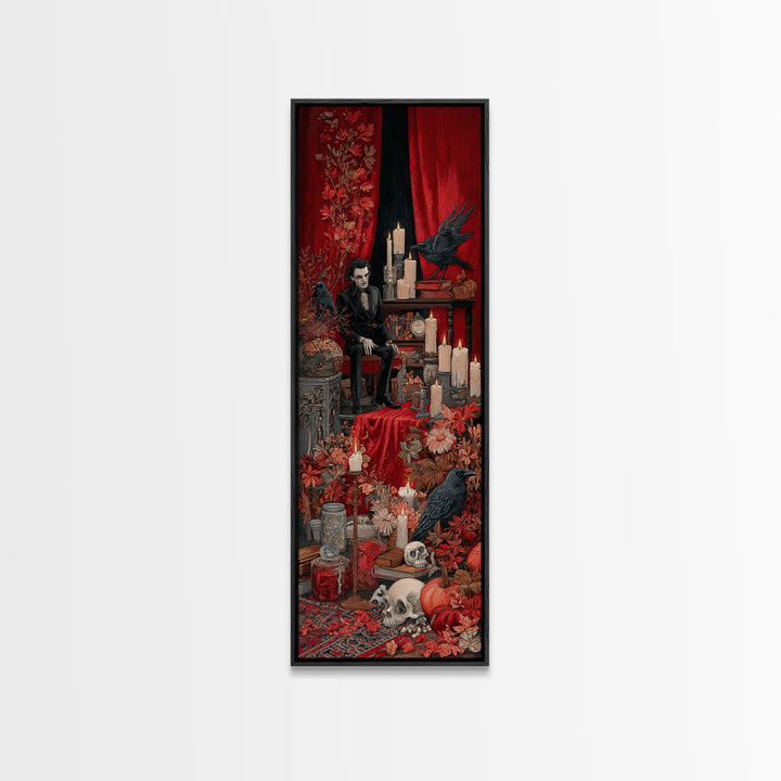 The Velvet Vampire Conservatory - Occult Still Life, Occult Wall Decor, Tall Narrow Wall Art, Canvas Print, Halloween Home Decor