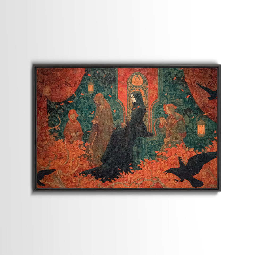 The Velvet Vampire Conservatory - Procession Scene, Occult Wall Decor, Landscape Wall Art, Canvas Print, Halloween Home Decor