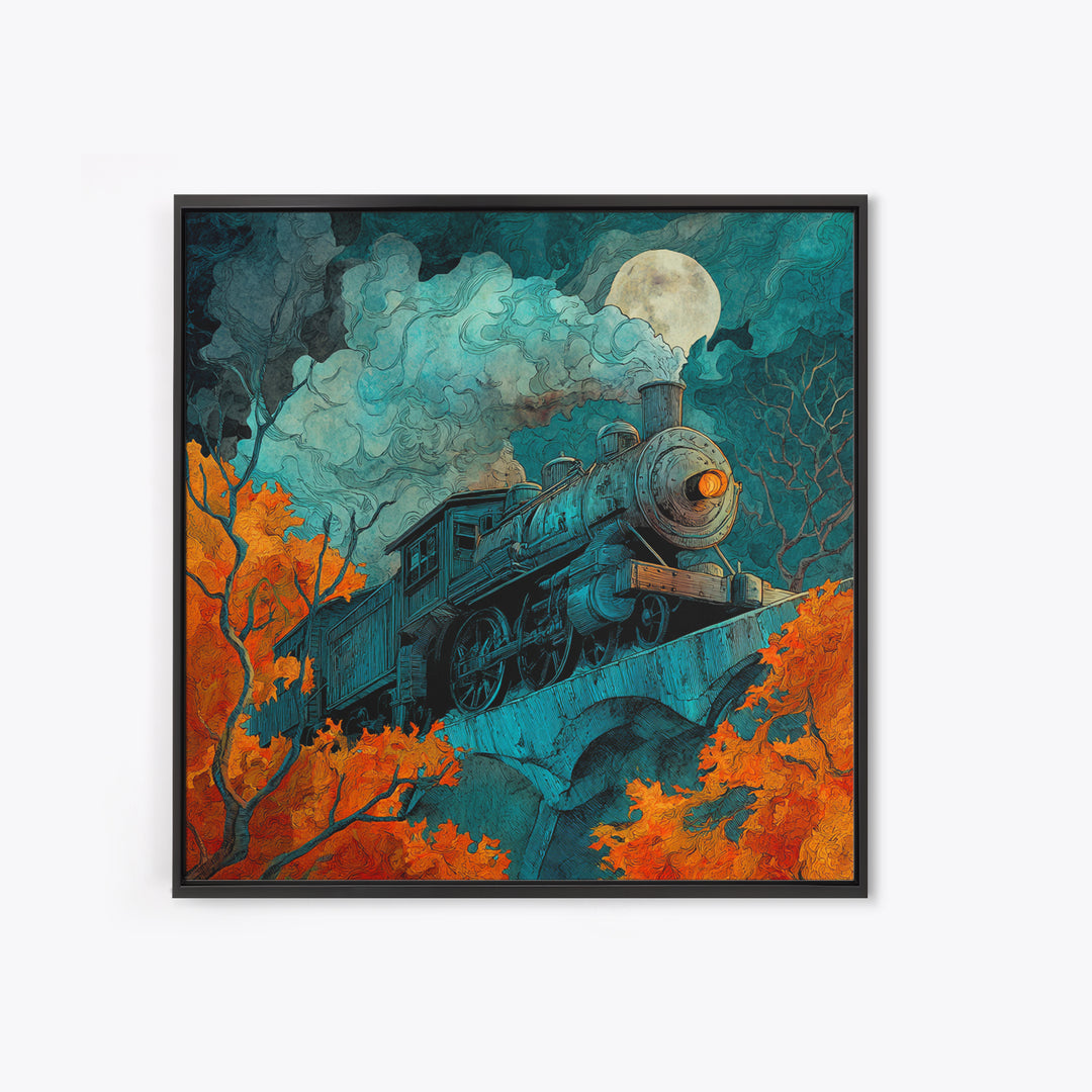 The Phantom Train Of October - Icon Portrait, Gothic Home Decor, Square Wall Art, Canvas Print, Halloween Home Decor, Gothic Wall Art