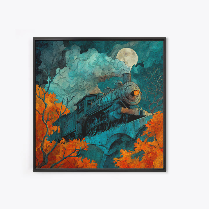 The Phantom Train Of October - Icon Portrait, Gothic Home Decor, Square Wall Art, Canvas Print, Halloween Home Decor, Gothic Wall Art