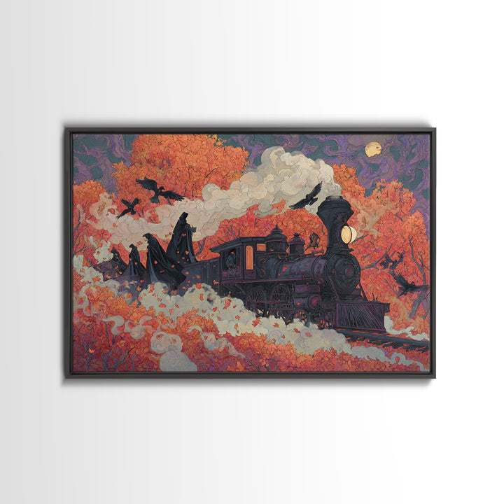 The Phantom Train Of October - Procession Scene, Gothic Home Decor, Landscape Wall Art, Canvas Print, Halloween Home Decor, Gothic Wall Art